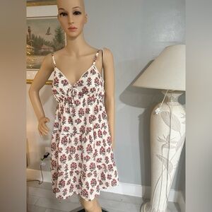 Japna Cream and Red Floral Mini Dress
